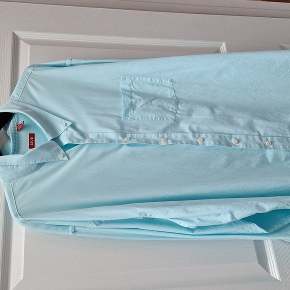 F mens Izod solid blue long sleeve button down shirt size 3XL - Picture 1 of 5